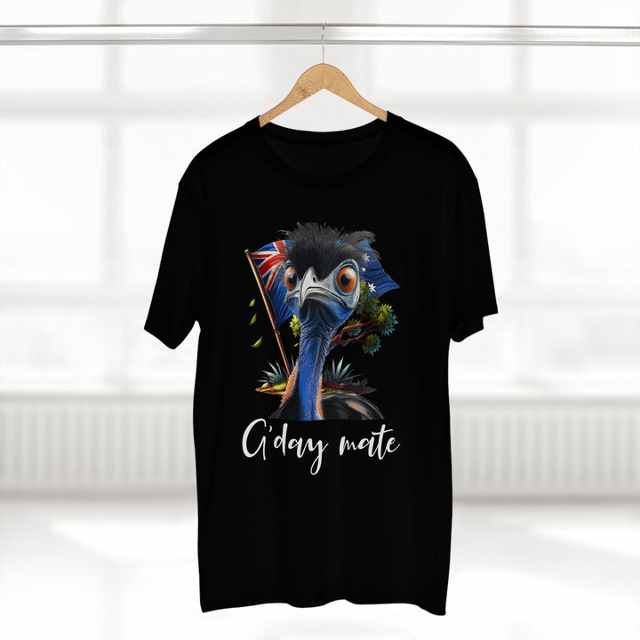 Aussie Cassowary T-Shirt — "G'day Mate" with Australian Flag