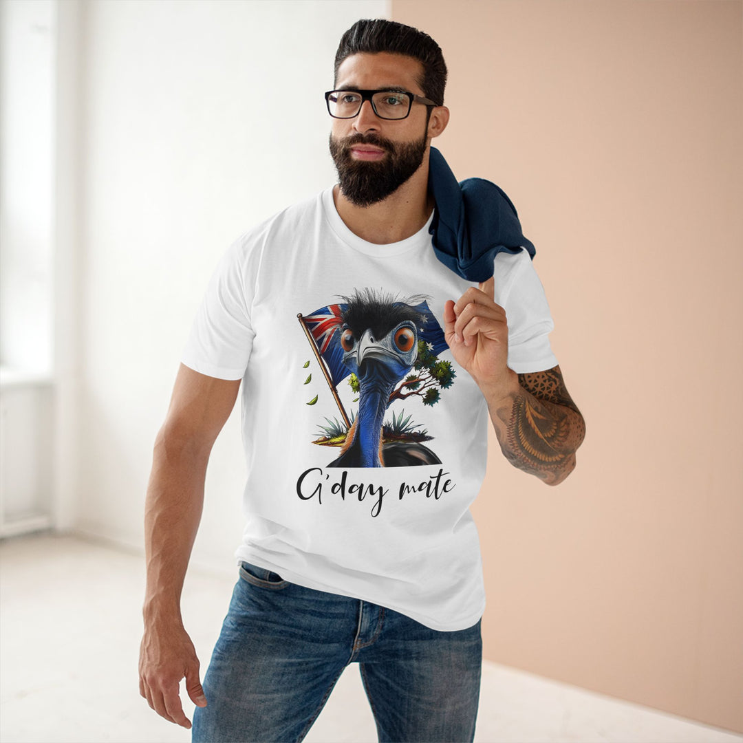 Aussie Cassowary T-Shirt — "G'day Mate" with Australian Flag