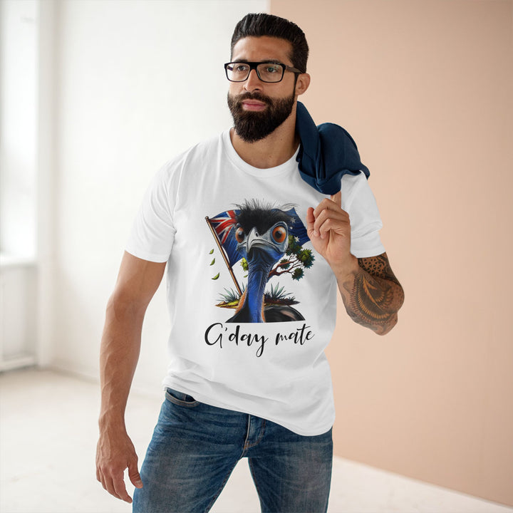 Aussie Cassowary T-Shirt — "G'day Mate" with Australian Flag