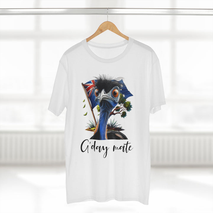 Aussie Cassowary T-Shirt — "G'day Mate" with Australian Flag
